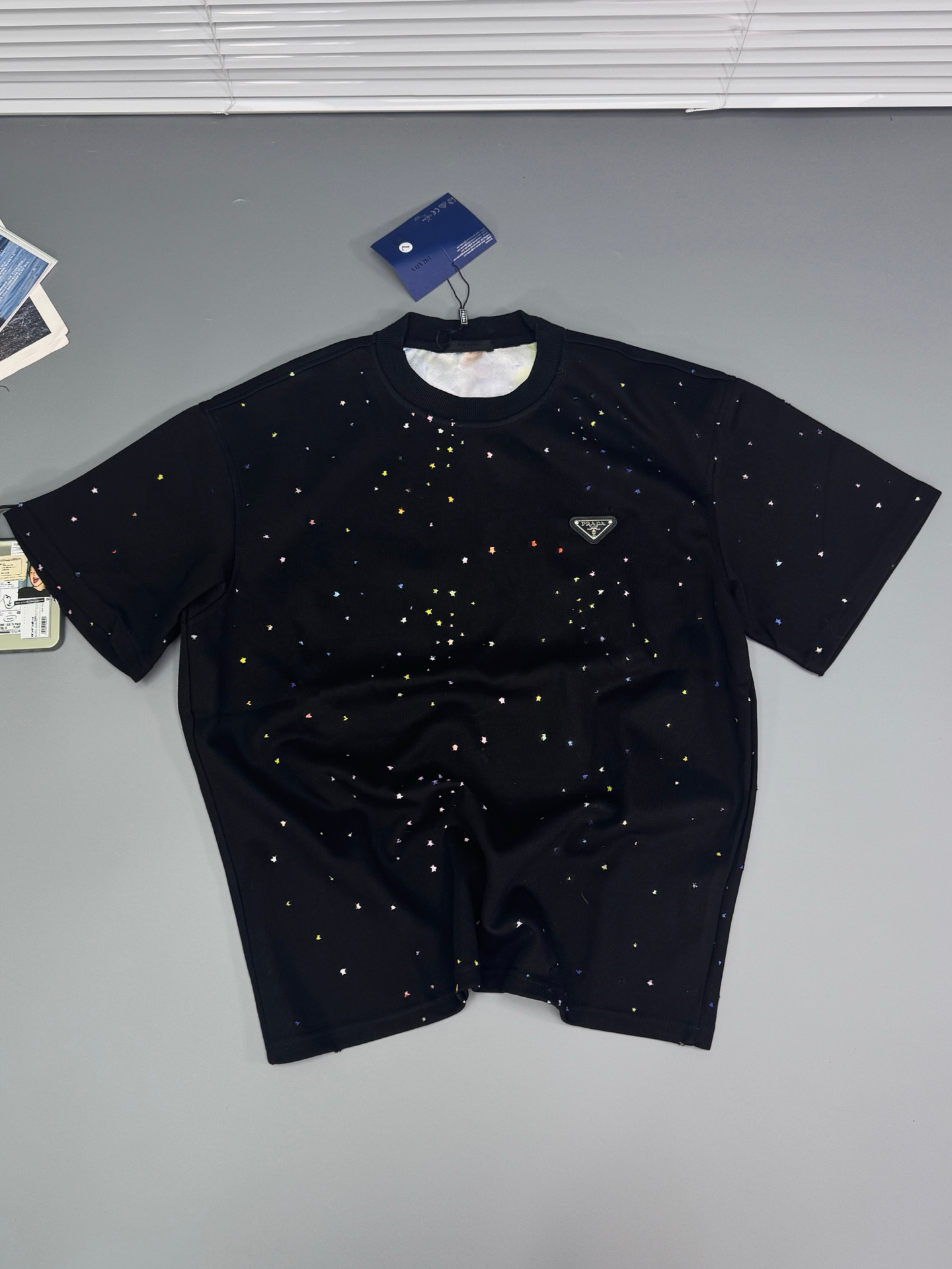 プラダ「Prada」2025SS メンズ ディストレスド パッチワーク スタープリントTシャツ