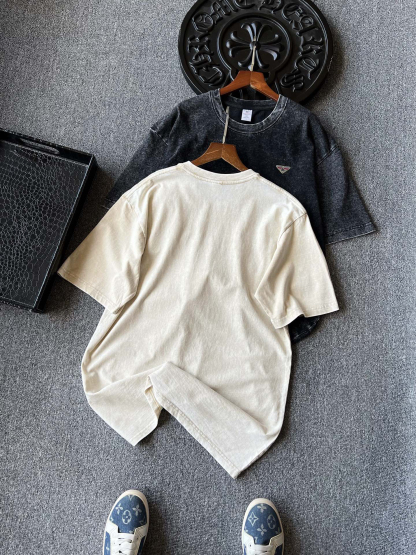 プラダ「Prada」2025SS メンズ リワークドウォッシュド クルーネックTシャツ