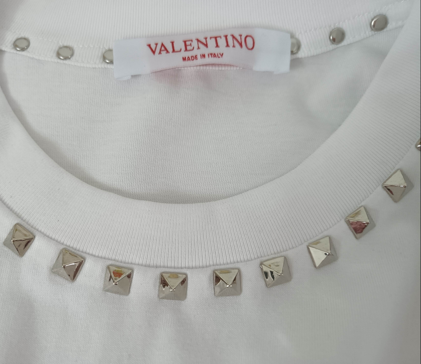 ヴァレンティノ「Valentino」 クラシックシンプルリベットコットン丸首半袖