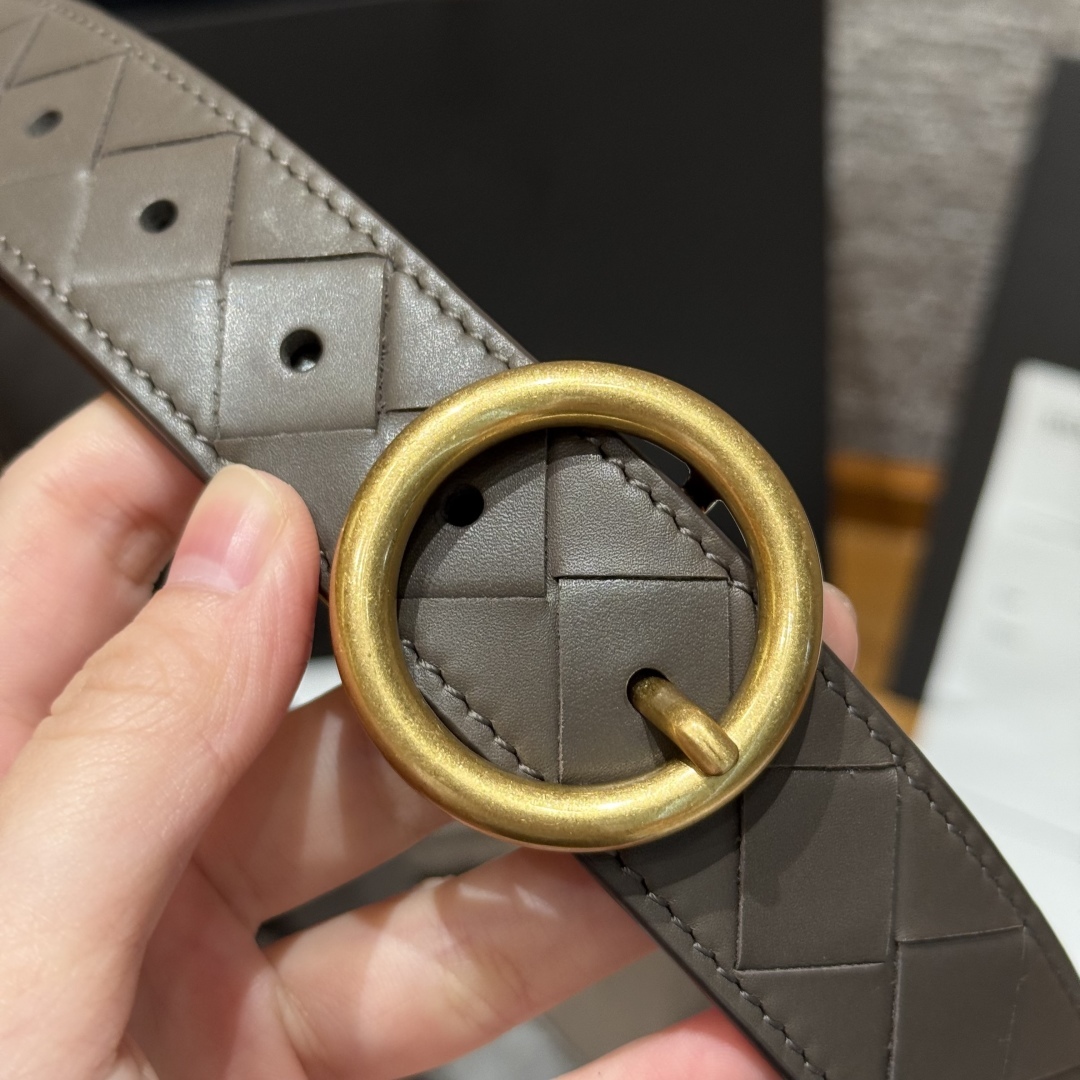 ボッテガ ヴェネタ「Bottega Veneta」イントレチャート リング バックル ベルト100CM