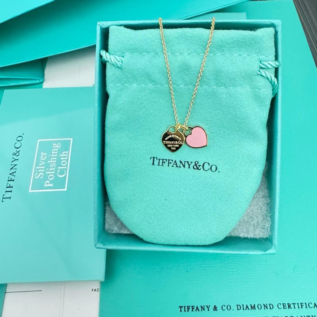 ティファニー「Tiffany & Co.」ダブルハート レッドエナメルネックレス