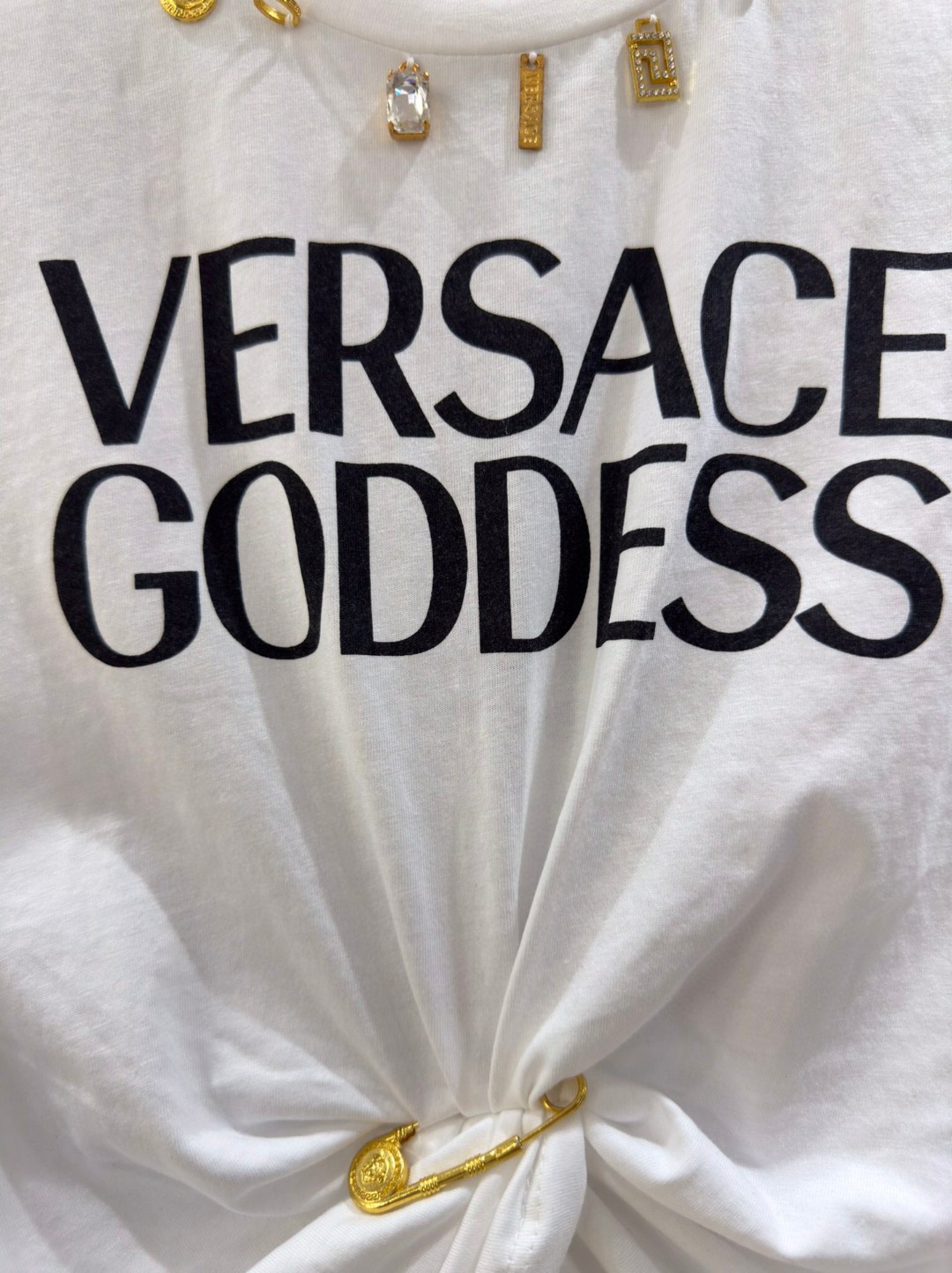 ヴェルサーチ「Versace」レディース ピンアクセントTシャツ