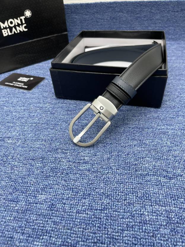 モンブラン「Montblanc」 クラシックコレクション ヘッドレザー ブラスバックル ベルト100cm