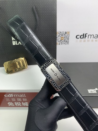 モンブラン「Montblanc」 クラシックコレクション クロコダイルエンボスレザー ベルト100cm