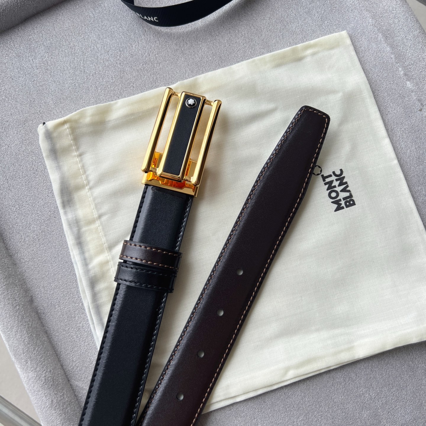 モンブラン「Montblanc」コンテンポラリーコレクション 3リングレーザーカット レザーベルト100cm