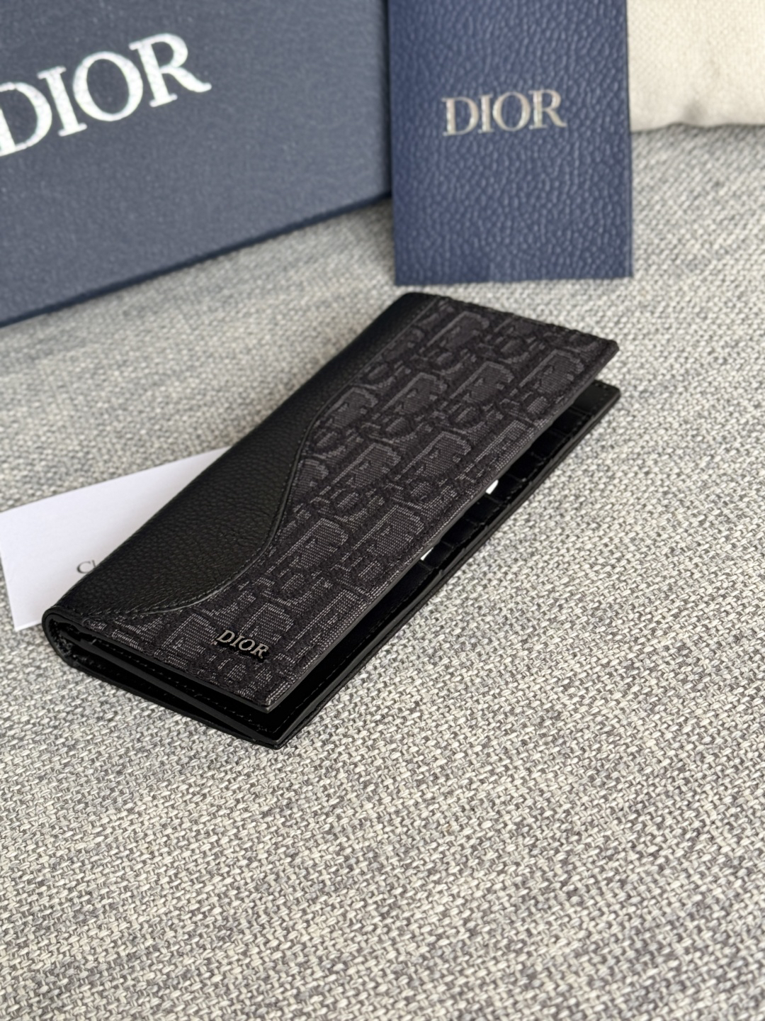 ディオール「Dior」Oblique モチーフ レザー コンパクト ロングウォレット