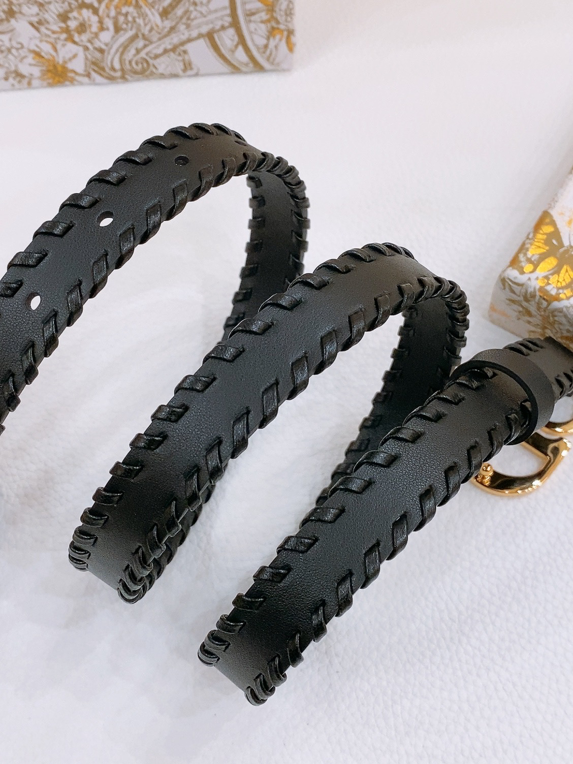 ディオール「Dior」Saddle Belt Montaigne Star レザーベルト100CM