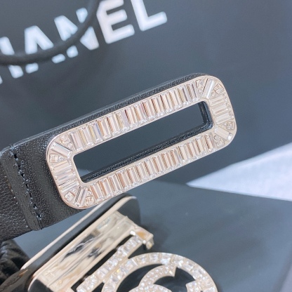 シャネル「Chanel」ワイドバックル レザーベルト ベルト100CM