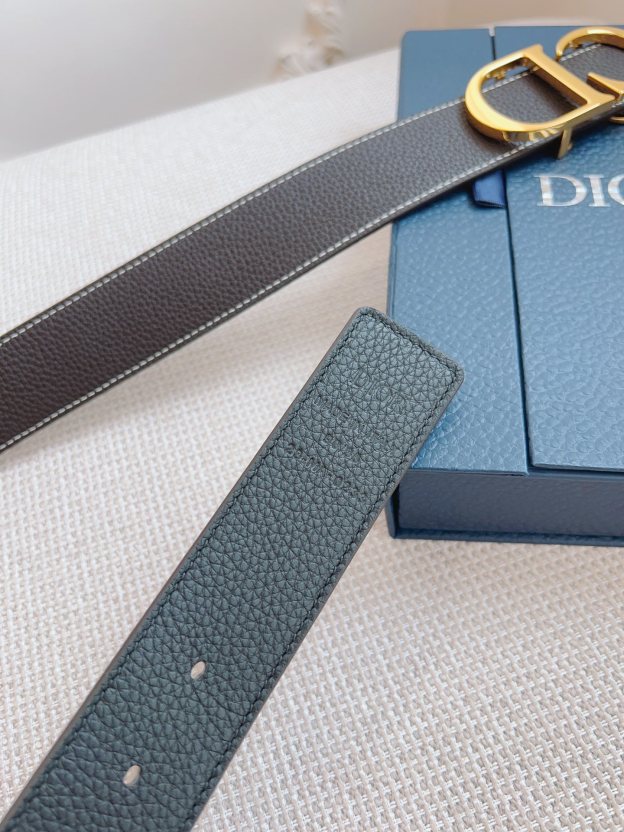 ディオール「Dior」Oblique ブラック レザー ベルト メンズ100CM