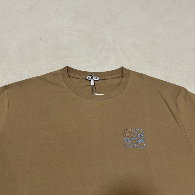 ロエベ「Loewe」ツートン刺繍クルーネック半袖Tシャツ