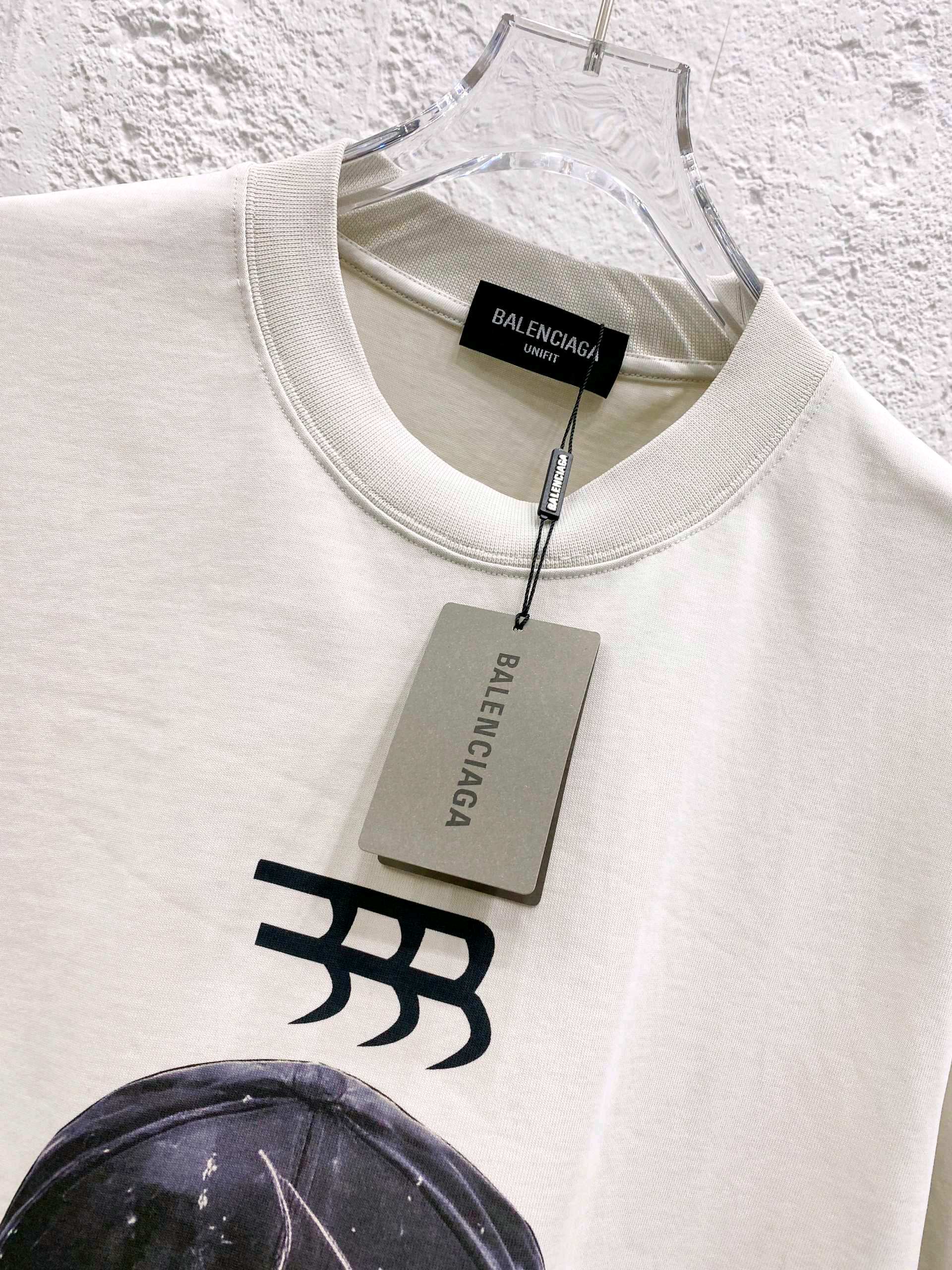 バレンシアガ「Balenciaga」ハイネックプレミアムコットン半袖Tシャツ