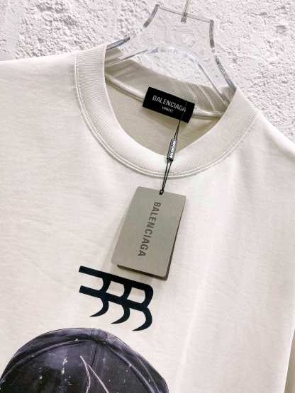 バレンシアガ「Balenciaga」ハイネックプレミアムコットン半袖Tシャツ