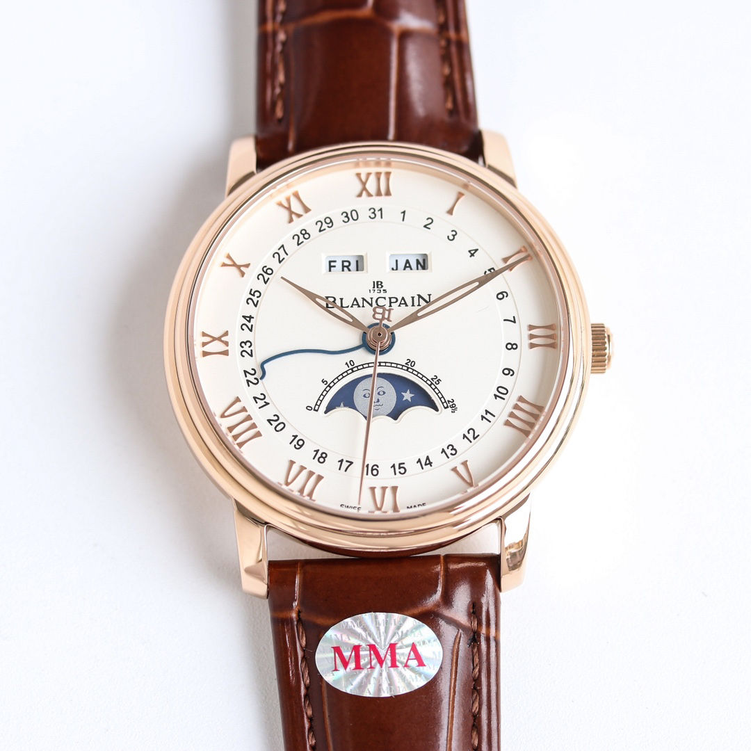 ブランパン「Blancpain」ヴィルレ クラシック 6654 月相表示 腕時計42MM