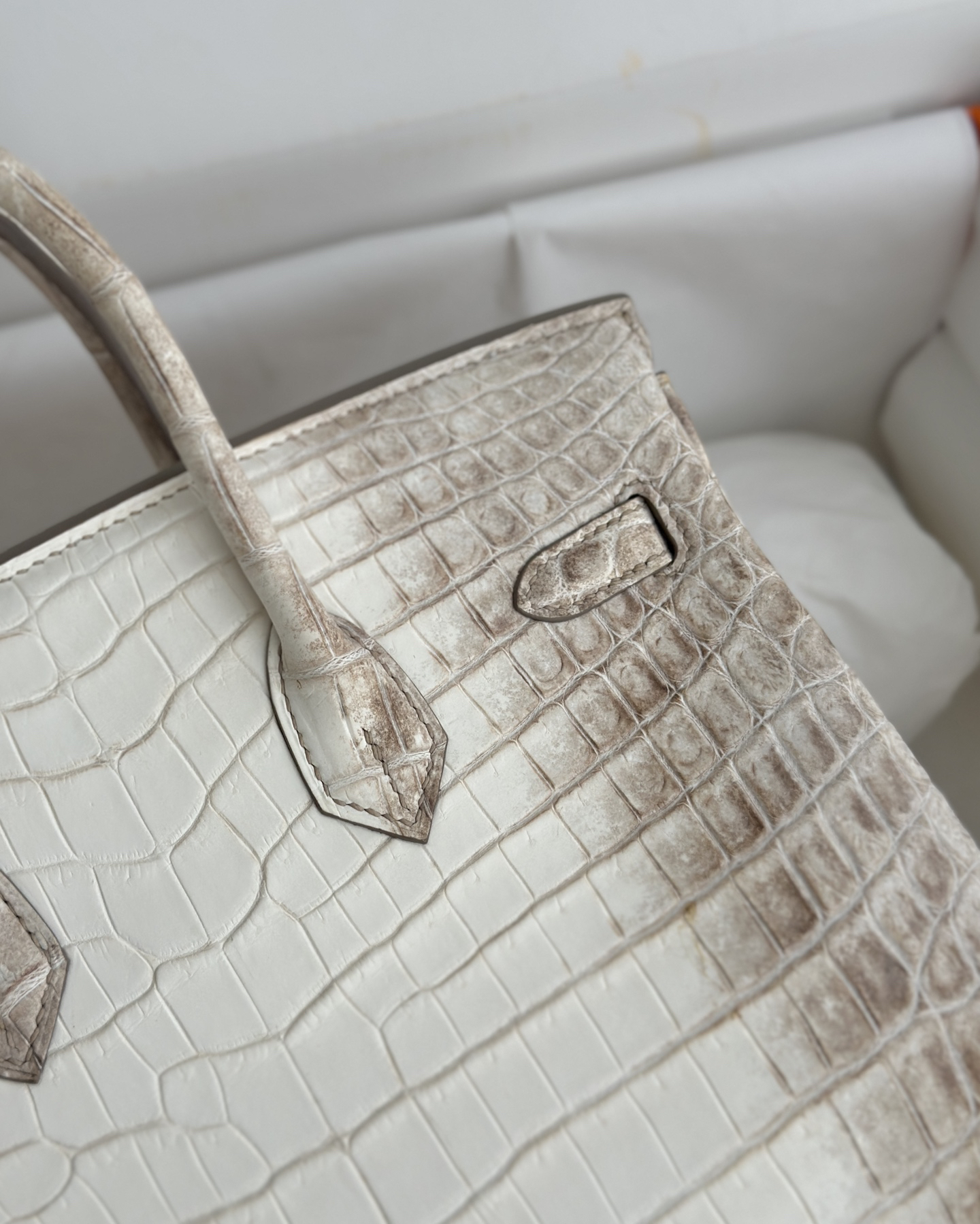 エルメス「Hermès」ヒマラヤン マット クロコダイル レザー ハンドバッグ