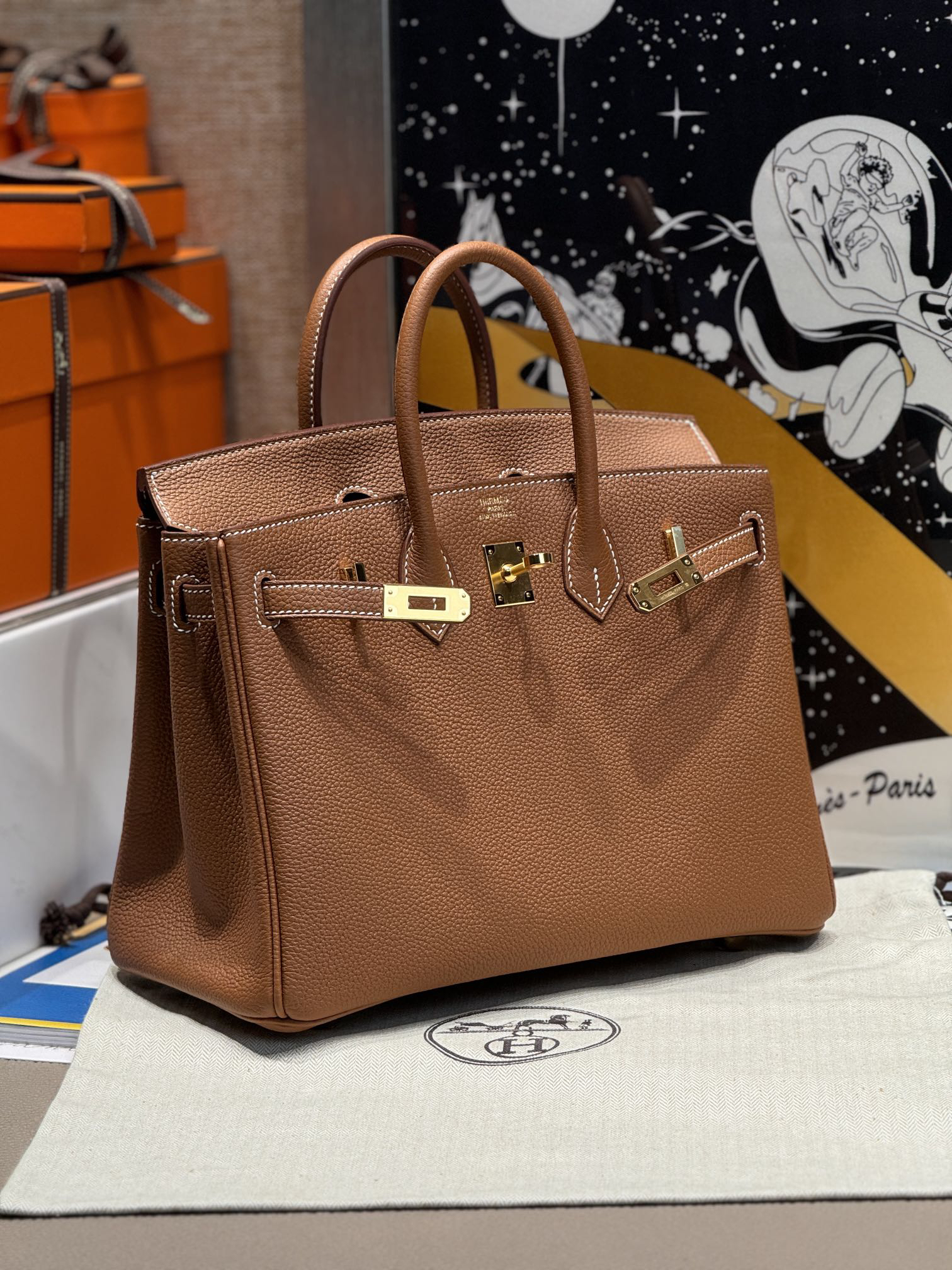 エルメス「Hermès」クーピドンゴールドブラウン スウィフトレザー ゴールドハードウェア バッグ