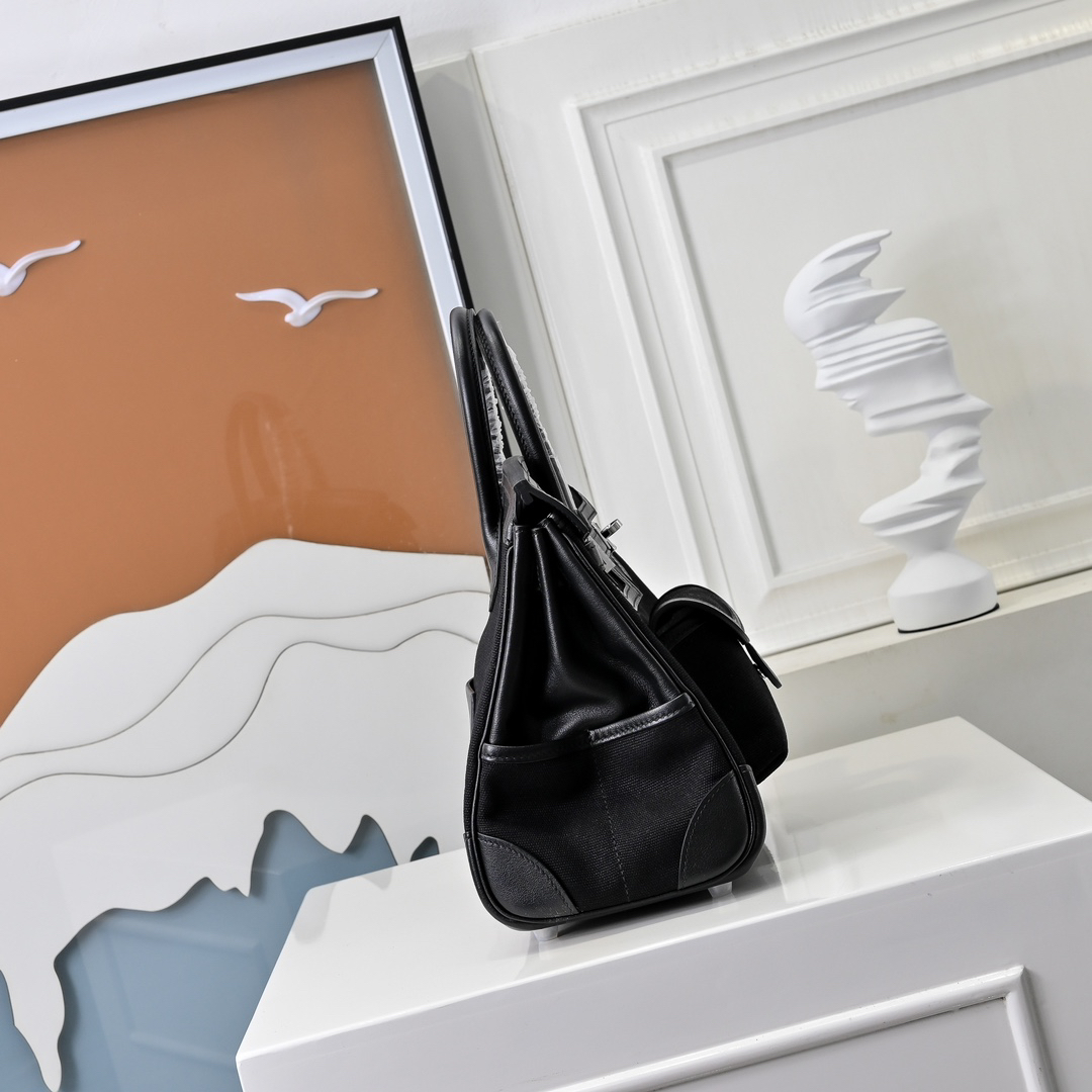 エルメス「Hermès」Cargo スウィフトレザー＆トワル クアドリル シルバーハードウェア バッグ