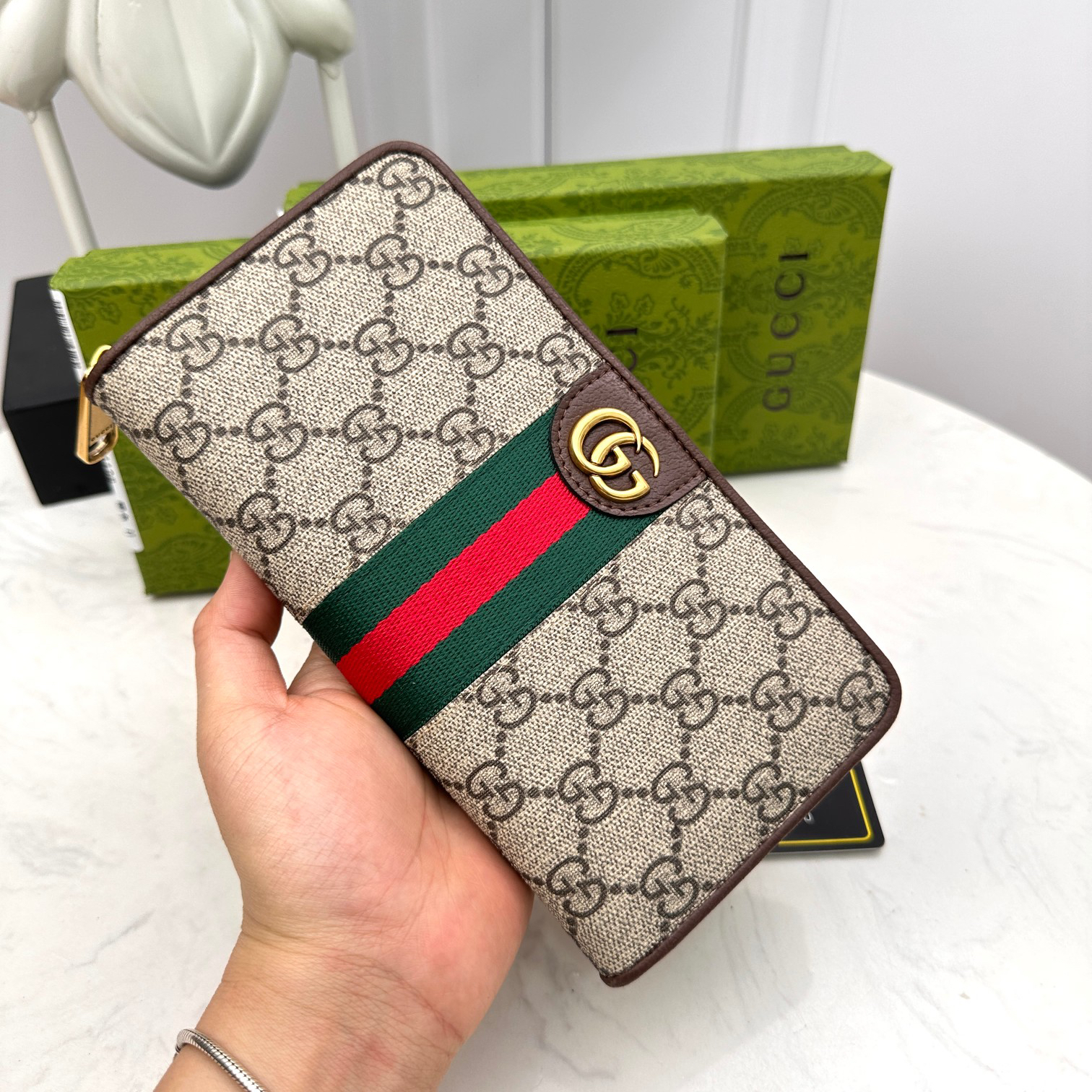 グッチ「Gucci」GG Marmont チェーンウォレット レザー ウォレット