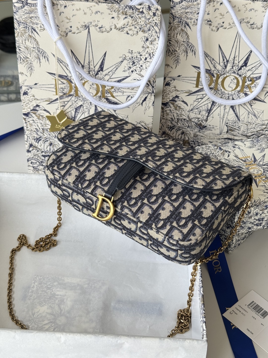 ディオール「Dior」SADDLE チェーン デニム バッグ