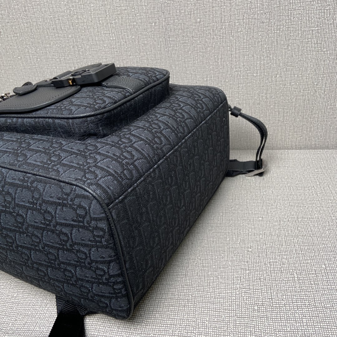 ディオール「Dior」サドル バックパック ブラック オブリーク プリント