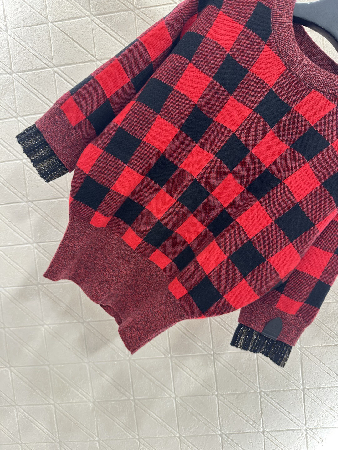 ルイ・ヴィトン「Louis Vuitton」25FW グリニッジチェック 3/4袖ニットトップス