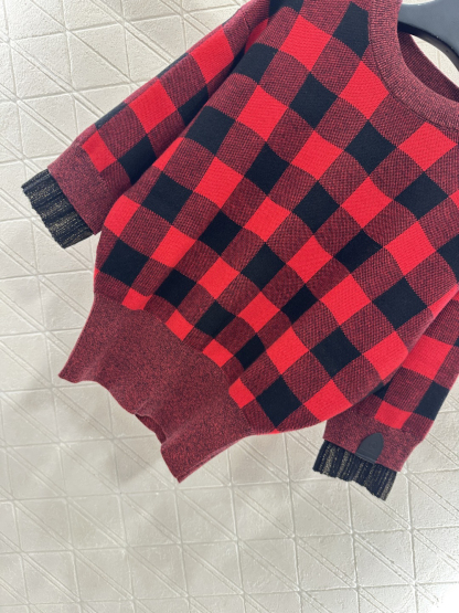 ルイ・ヴィトン「Louis Vuitton」25FW グリニッジチェック 3/4袖ニットトップス