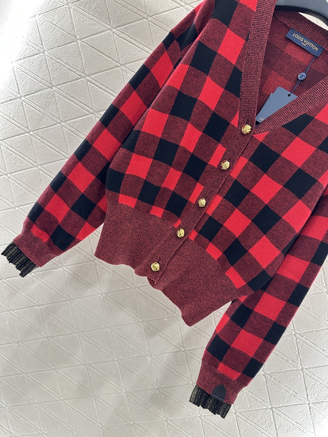 ルイ・ヴィトン「Louis Vuitton」 25FW ダマスカスチェック カーディガン