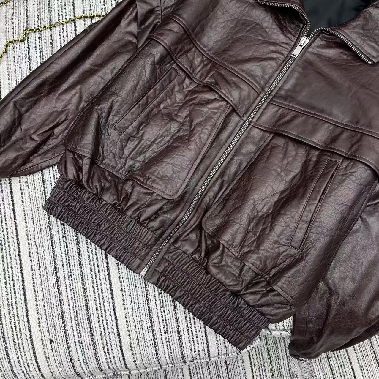 サンローラン「Saint Laurent」 ダブルポケット オーバーサイズ レザージャケット