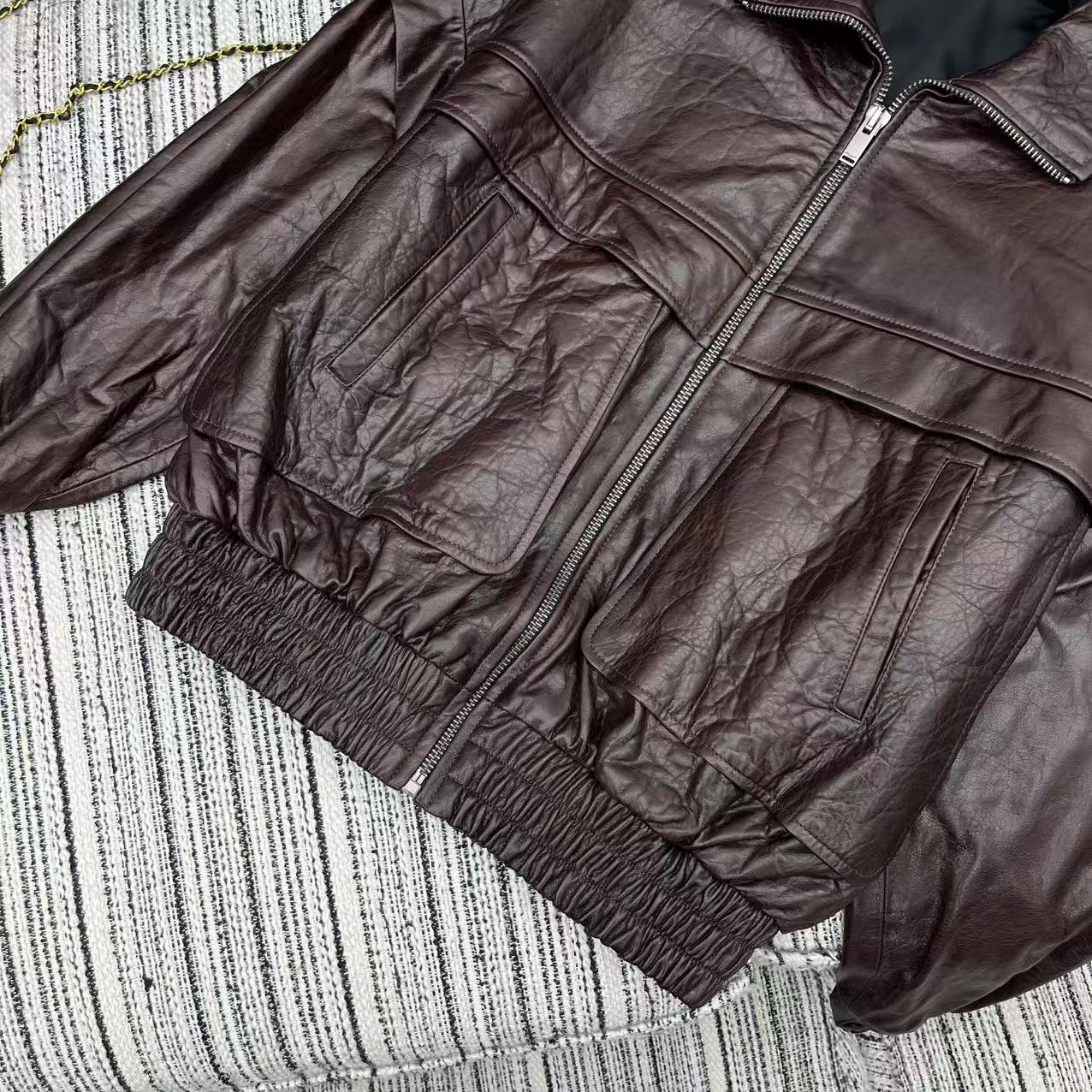 サンローラン「Saint Laurent」 ダブルポケット オーバーサイズ レザージャケット