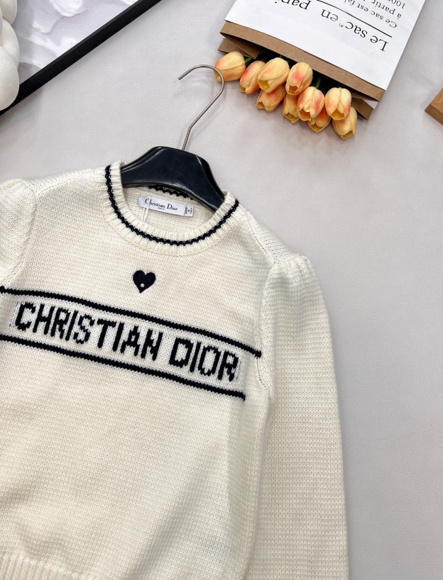 ディオール「Dior」ハート刺繍 レター ジャカード セーター
