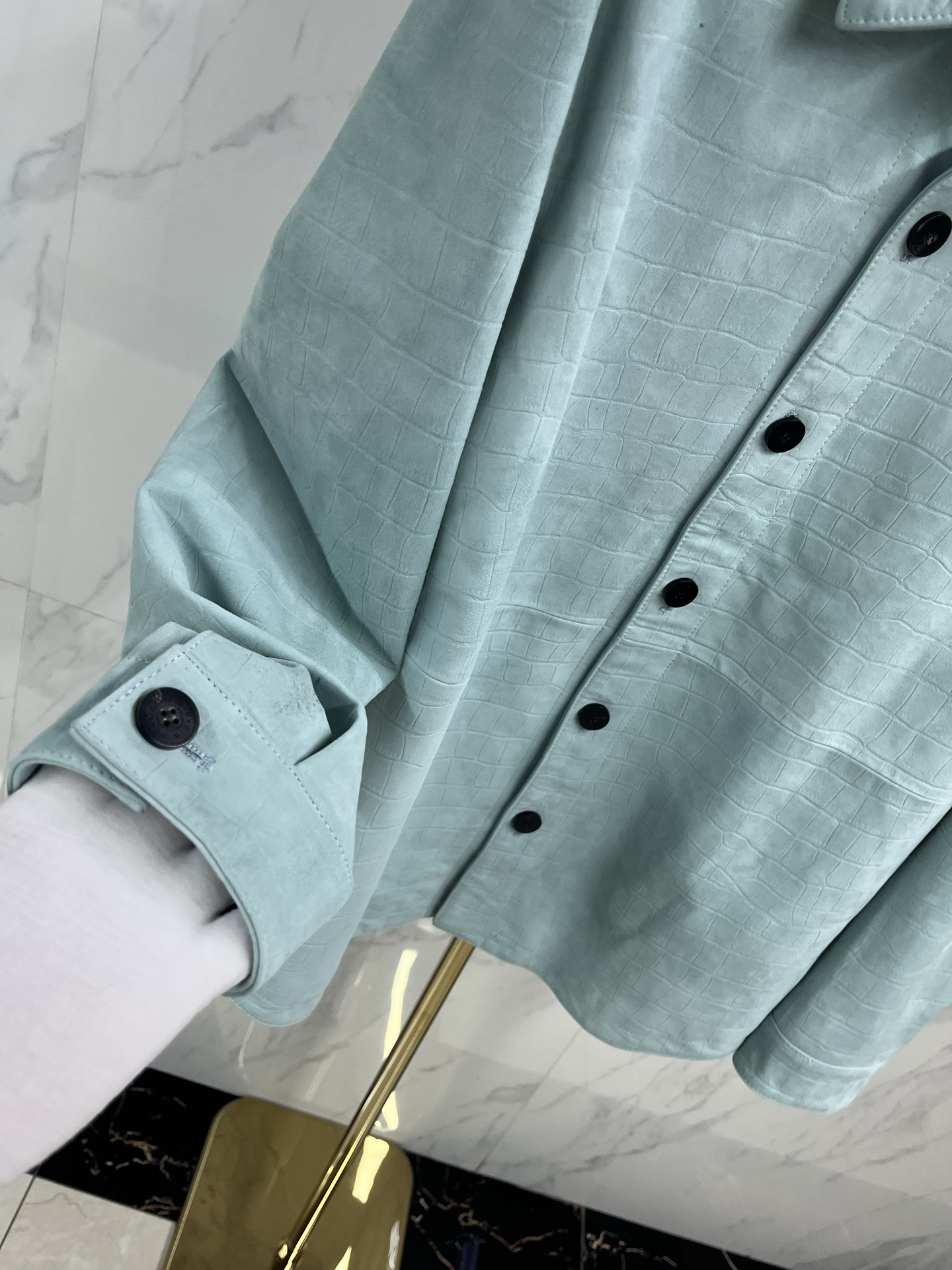 エルメス「Hermès」オレンジカラー スエードエンボス ジャケット