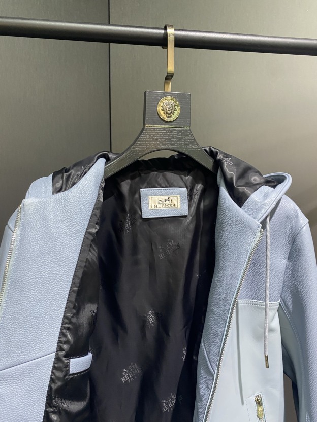 エルメス「Hermès」トップレザー フーデッド ジャケット
