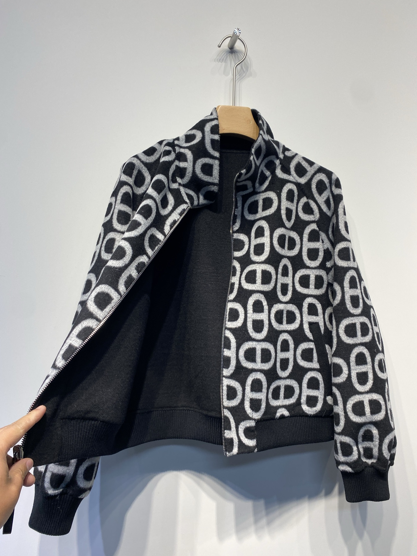 エルメス「Hermès」ダブルフェイス ジャカード ウール コート