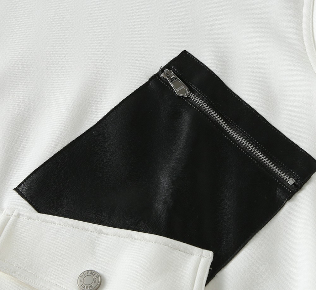 エルメス「Hermès」レザーポケット クルーネック スウェットシャツ