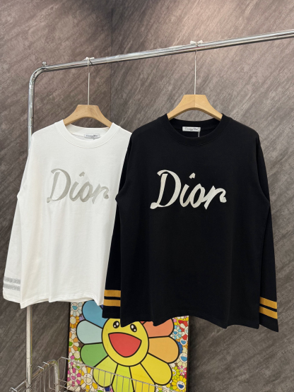 ディオール「Dior」リボン & 47 ロゴ 刺繍 ロング Tシャツ
