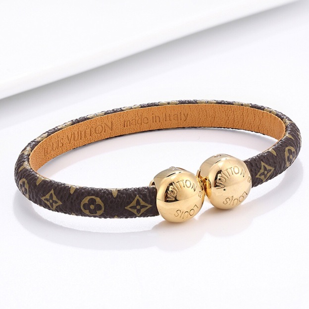 ルイ・ヴィトン「Louis Vuitton」モノグラム ダブルピアス レザーコード ブレスレット