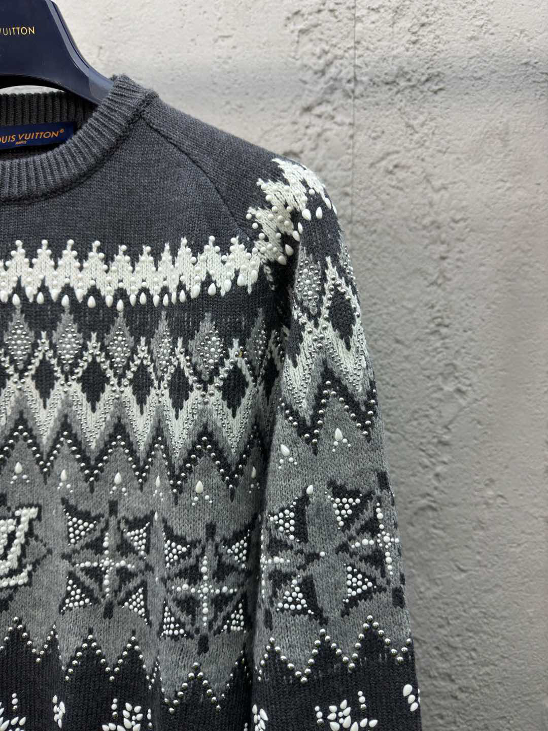 ルイ・ヴィトン「Louis Vuitton」Ski 刺繍ビーズ フィアーアイランドニット セーター