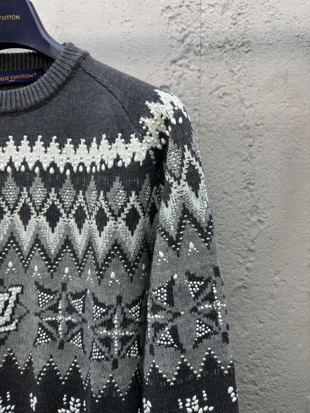 ルイ・ヴィトン「Louis Vuitton」Ski 刺繍ビーズ フィアーアイランドニット セーター