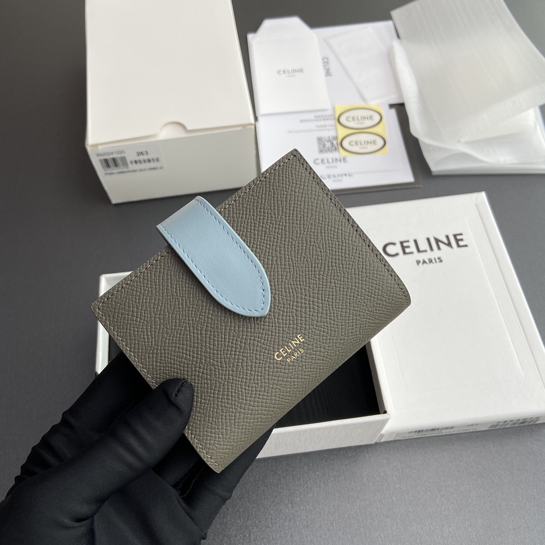 セリーヌ「Celine」プチ ツートン グラン シャン リザード プレート付き ウォレット