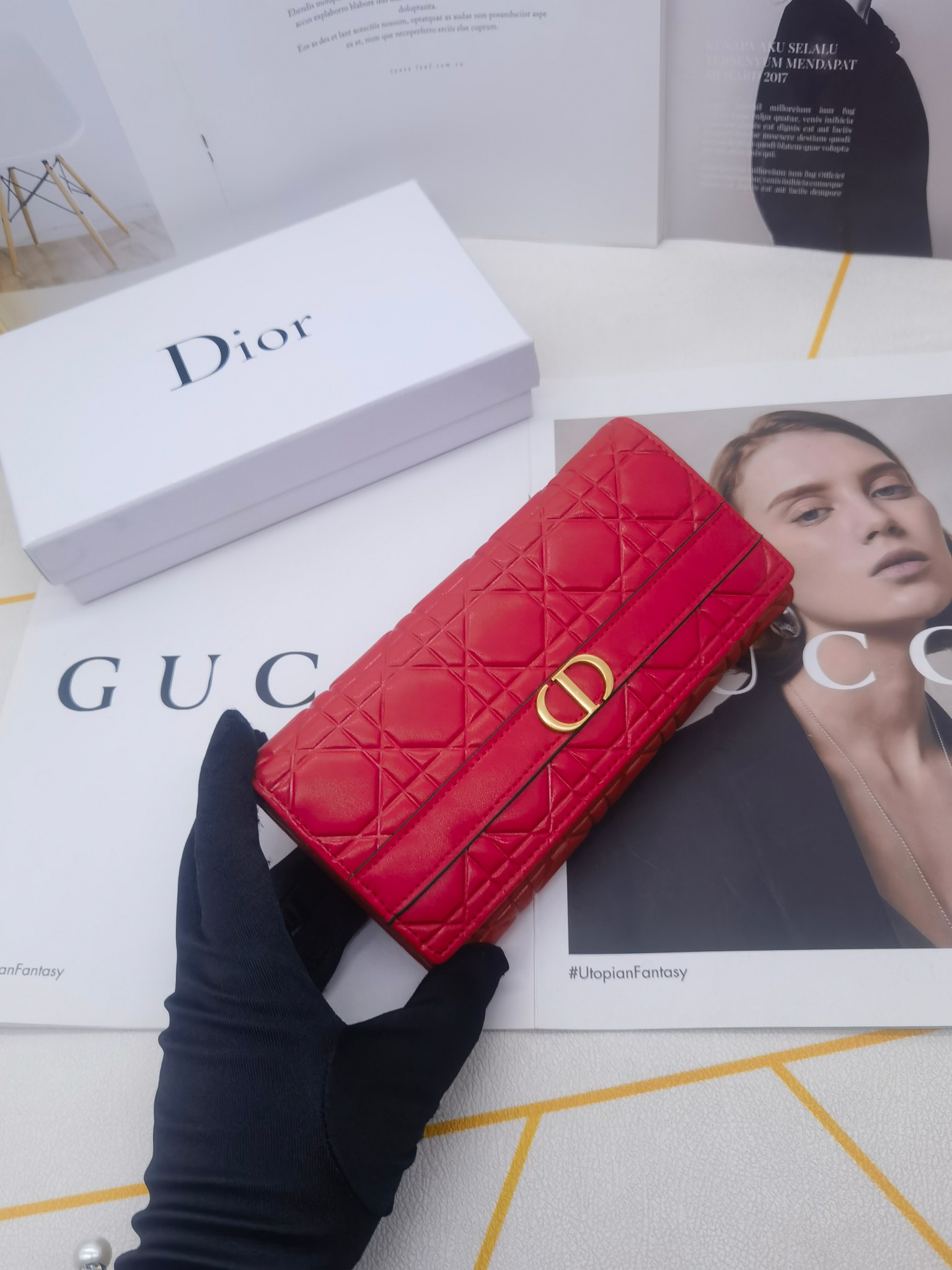 ディオール「Dior」Caro Orchid ロングウォレット