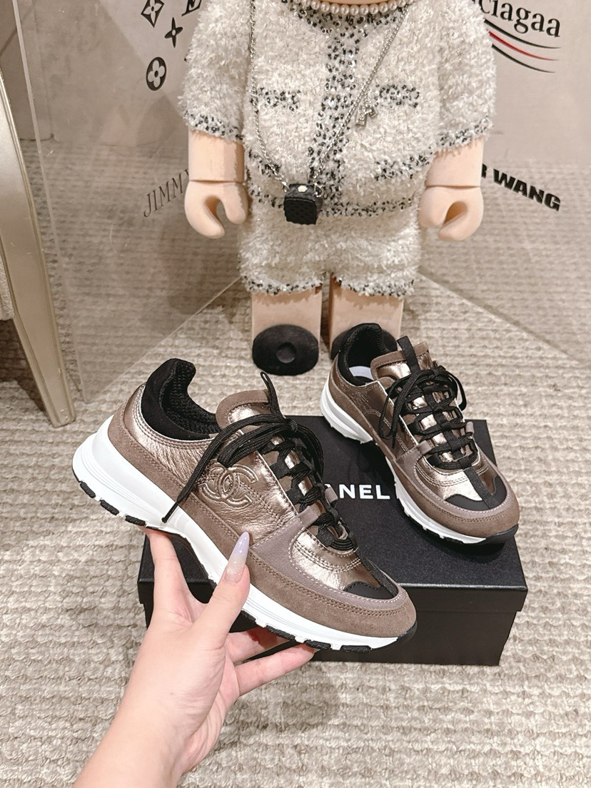 シャネル「Chanel」シャネル スタイル レザースニーカー (パンダカラー) / レジャースニーカー