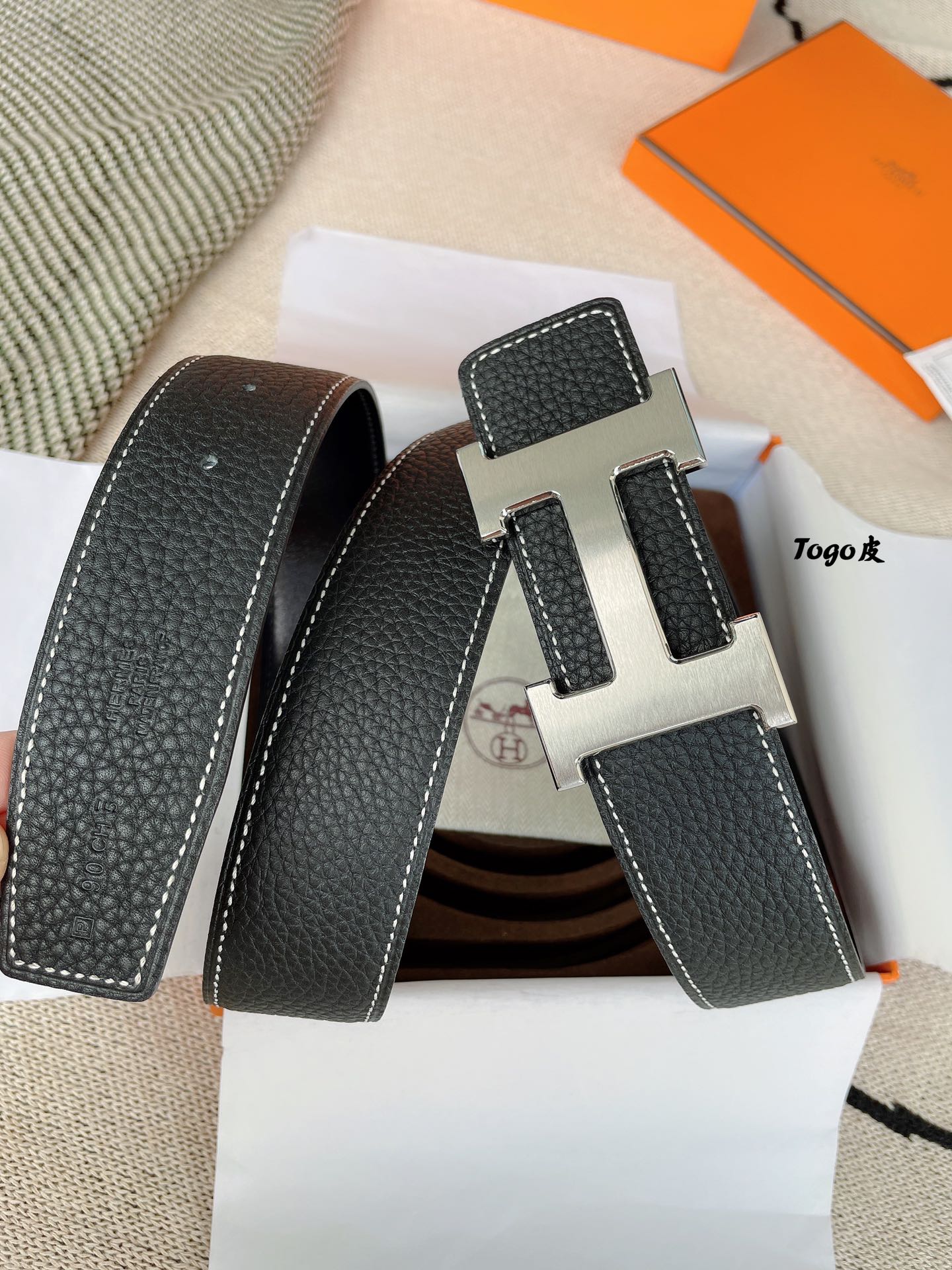 エルメス「Hermès」プレミアム トゴレザーベルト / ハイエンドウエストベルト38m