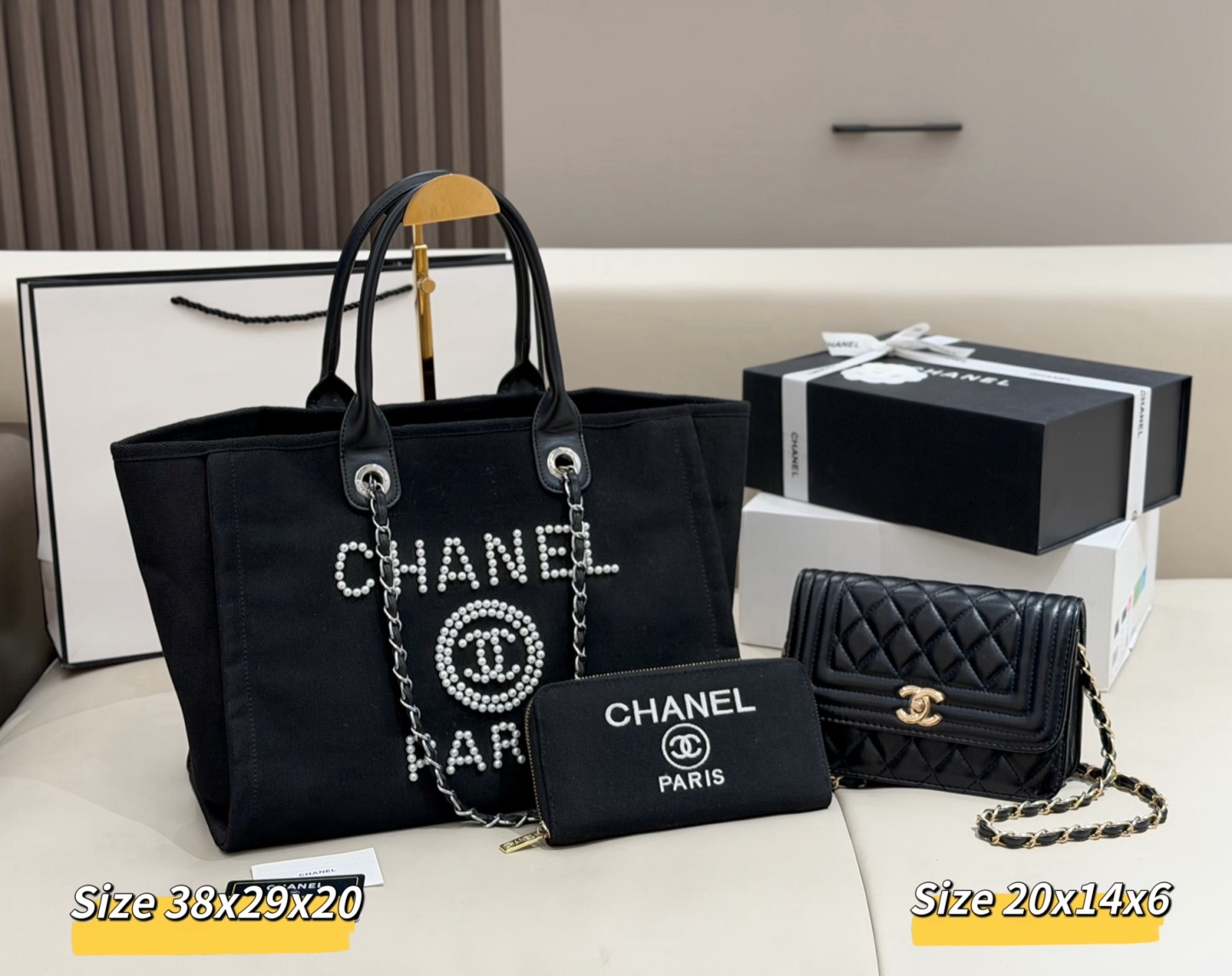 シャネル「Chanel」コンビネーションバッグ3点セット / トートバッグ＆ポーチセット