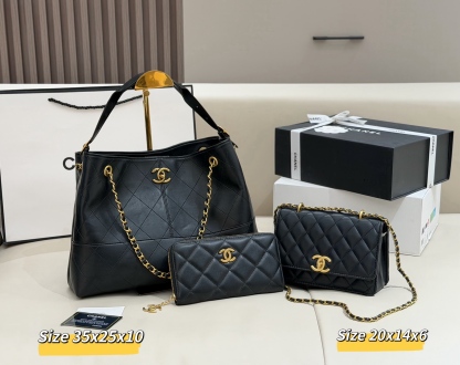 シャネル「Chanel」コンビネーションバッグ3点セット / トートバッグ＆ポーチセット