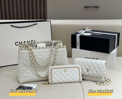 シャネル「Chanel」コンビネーションバッグ3点セット / トートバッグ＆ポーチセット