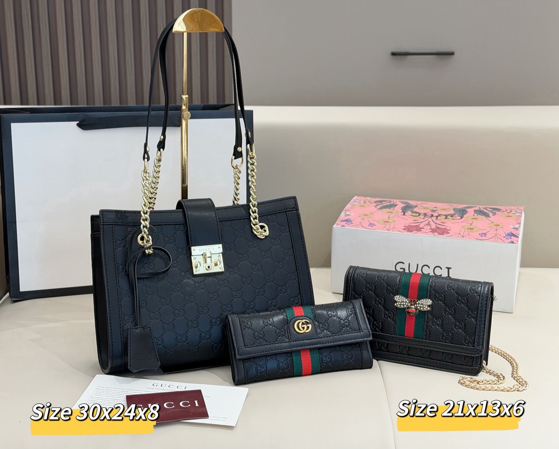 グッチ「Gucci」コンビネーションバッグ3点セット / トートバッグ＆ポーチセット