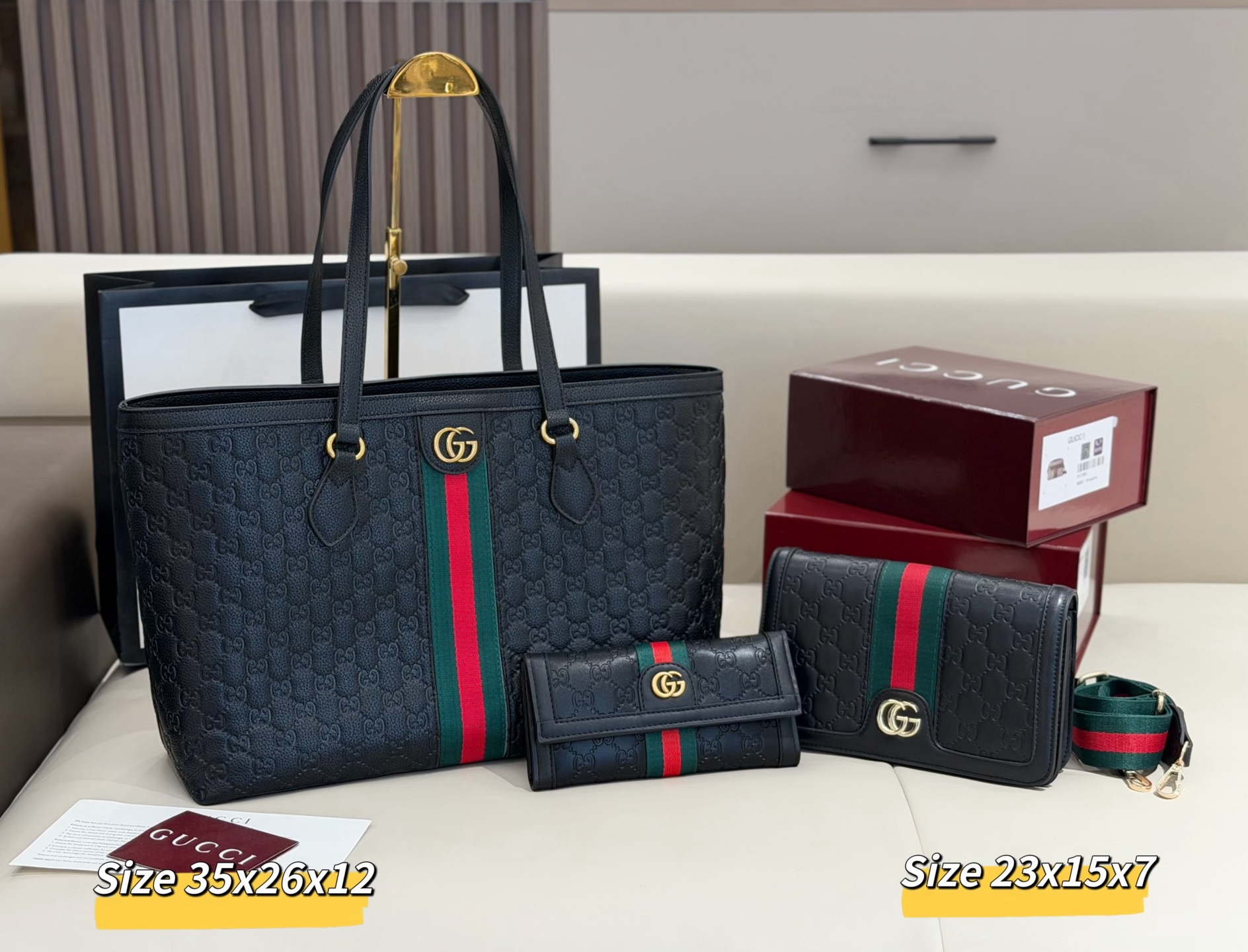 グッチ「Gucci」コンビネーションバッグ3点セット / トートバッグ＆ポーチセット