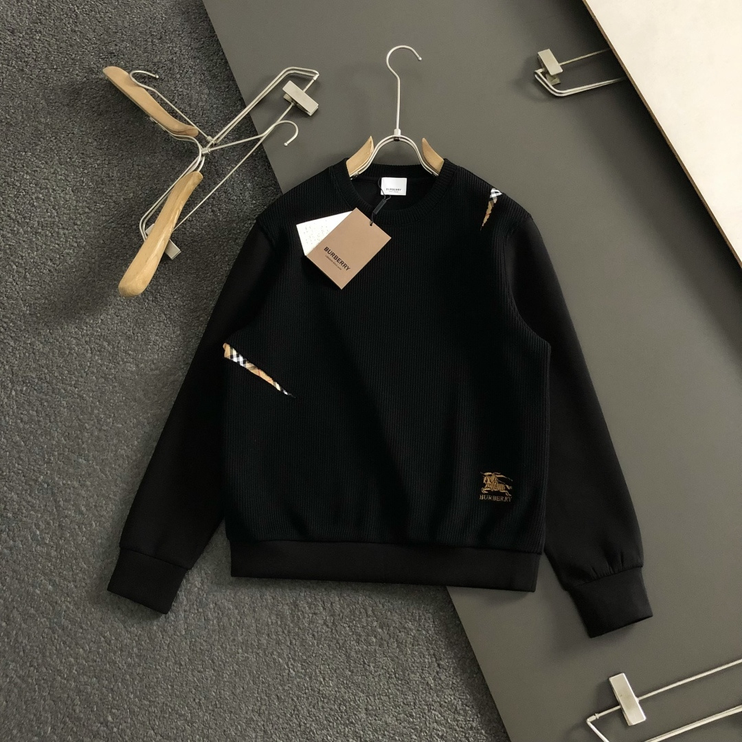 バーバリー「Burberry」バーバリー チェック×ナイト刺繍 クルーネックスウェットシャツ / ロングスリーブスウェット