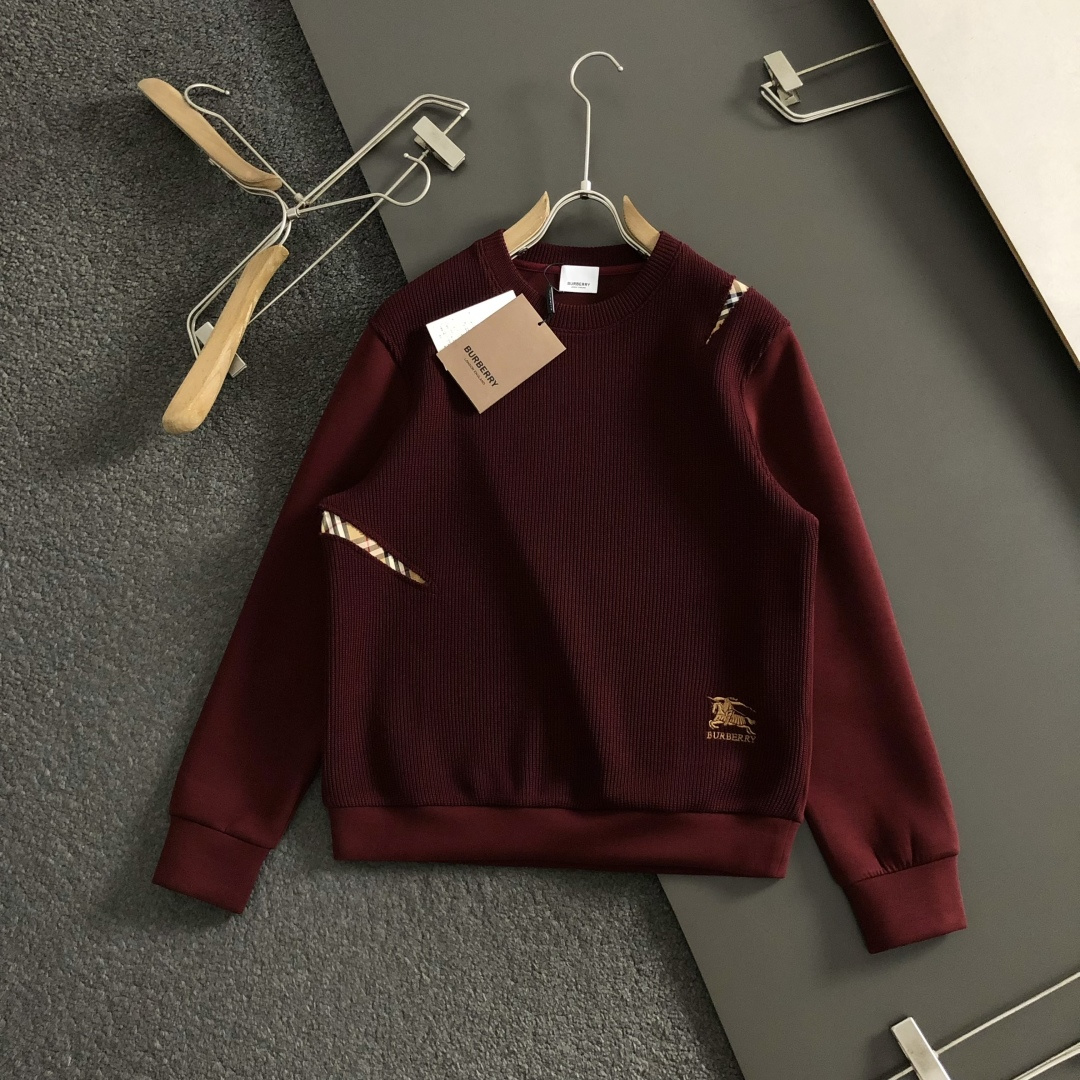 バーバリー「Burberry」バーバリー チェック×ナイト刺繍 クルーネックスウェットシャツ / ロングスリーブスウェット