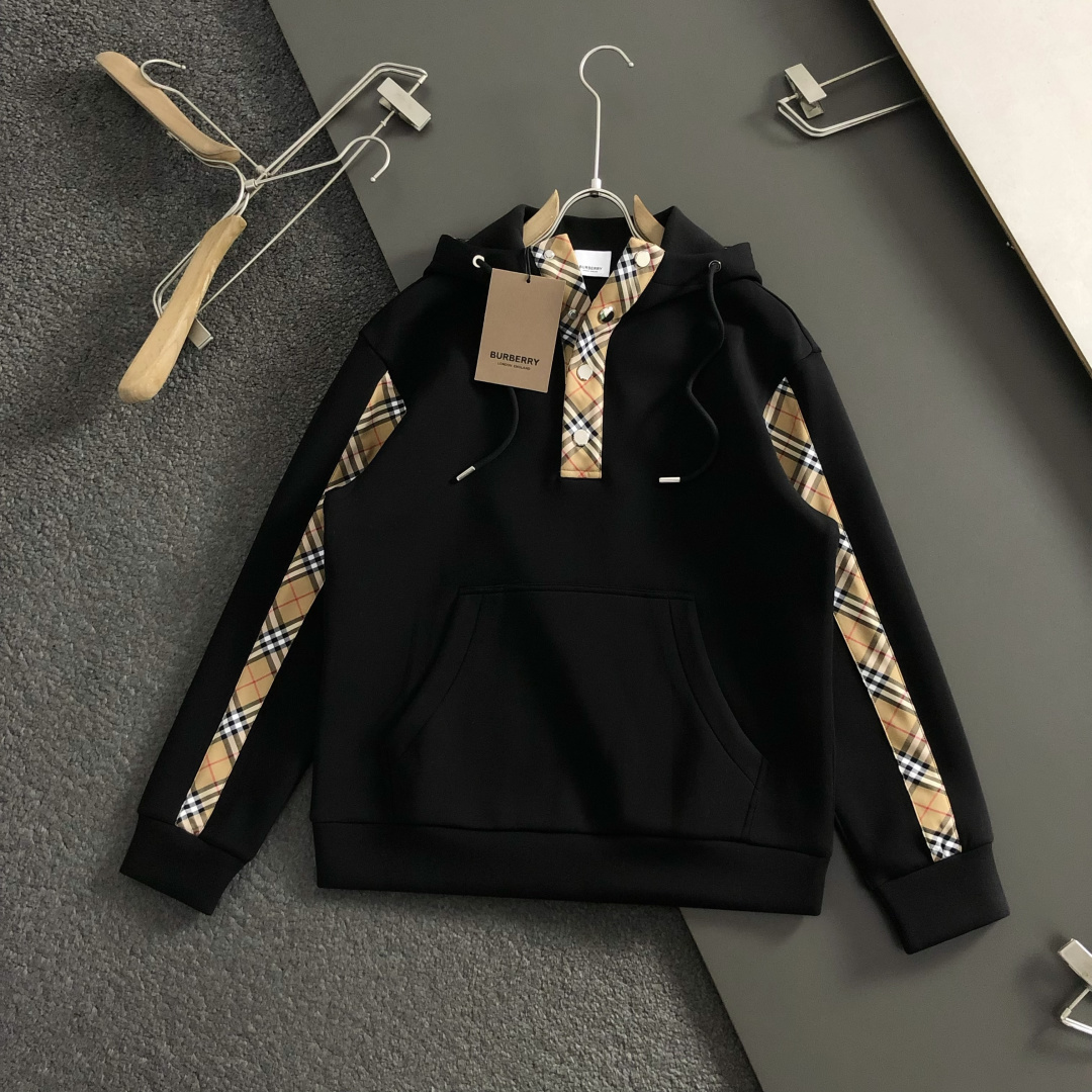 バーバリー「Burberry」バーバリー チェックフード スウェットシャツ / ロングスリーブ プルオーバー