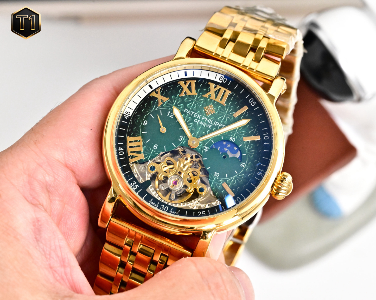 Patek Philippe パテック・フィリップ デザイン 大型テンプ メンズ オートマティックウォッチ / 機械式腕時計